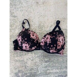 Torrid Curve Women Bra 42DD Black Floral Shirt Underwire Adjustable Straps